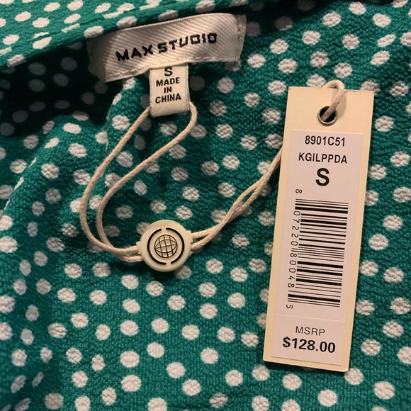 NWT Max Studio Ruffle Polka Dot Print Wrap Dress S - Picture 6 of 6